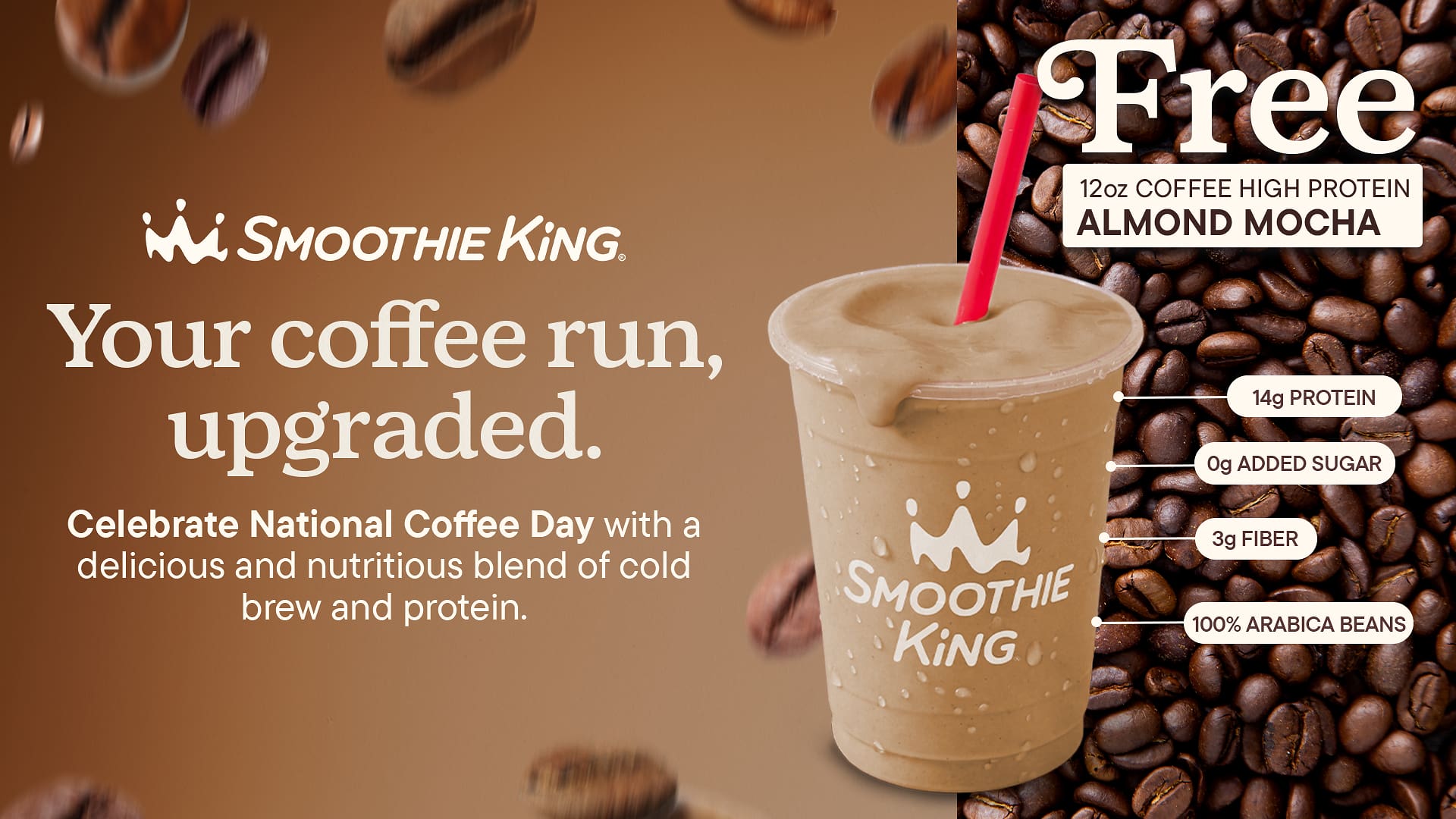 Smoothie King is starting National Coffee Day early with free delicious protein-packed coffee smoothies