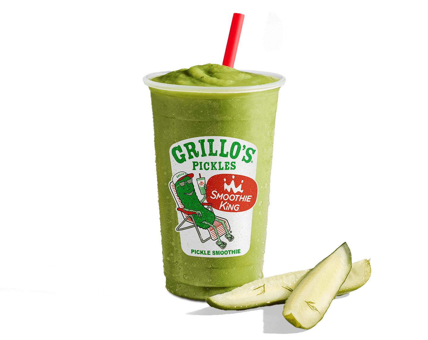 A Smoothie King Pickle Smoothie made with Grillo’s Pickles