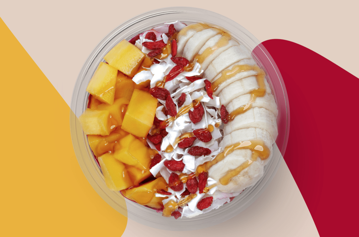 High Five smoothie bowl from Smoothie King topped with fresh fruit, coconut, and honey