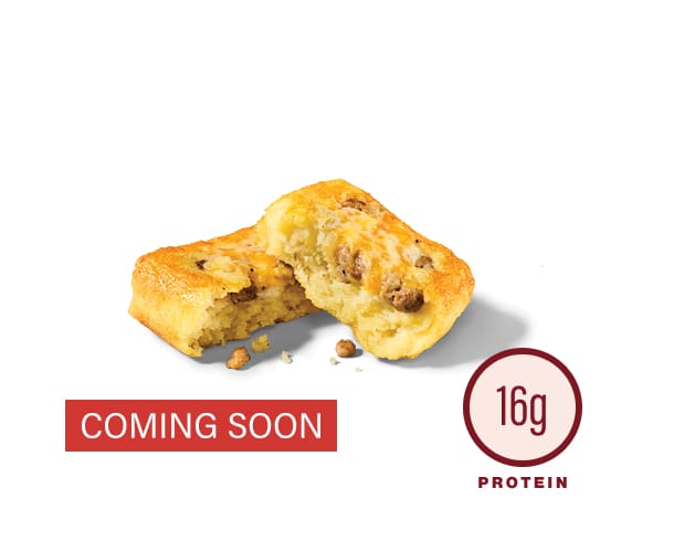 Turkey sausage egg bite split in half - 16g protein